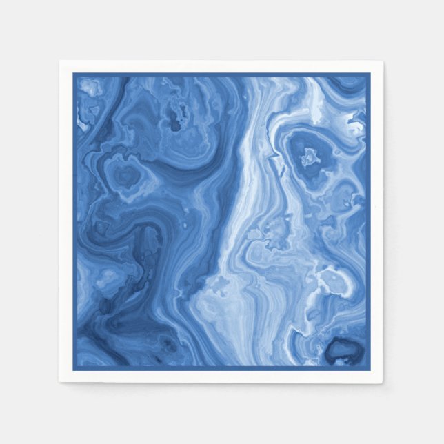 Modern Azure Blue Malachite Marble Swirls Mönster Pappersservett (Framsidan)