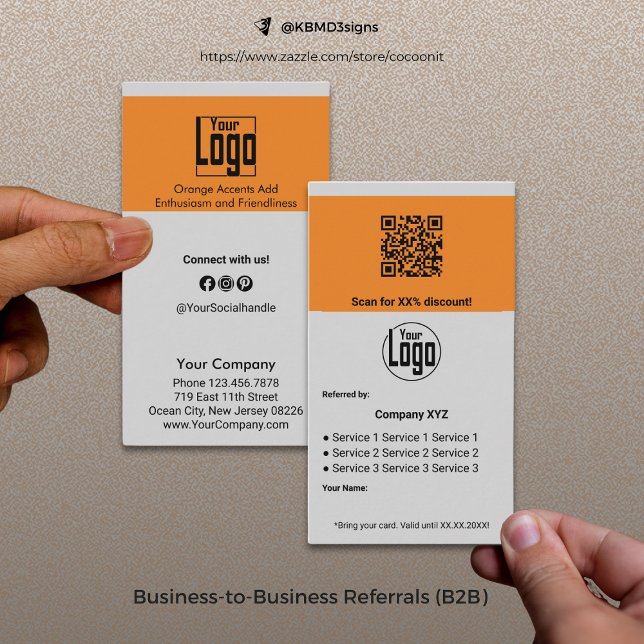 Modern B2B-tjänst QR Grått-referenskort för kod Rabattkort (Modern B2B Services QR Code Gray Referral Card, Business to Business)