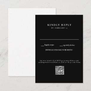 Modern B/W Bröllops QR-kod RSVP OSA Kort