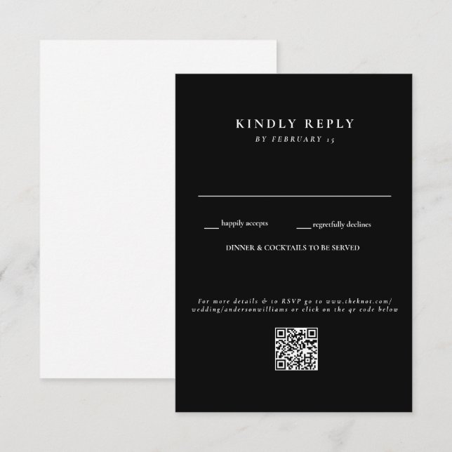 Modern B/W Bröllops QR-kod RSVP OSA Kort (Fram/baksida)