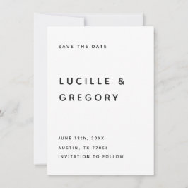 Modern B&W Editorial All Caps Spara Datumet