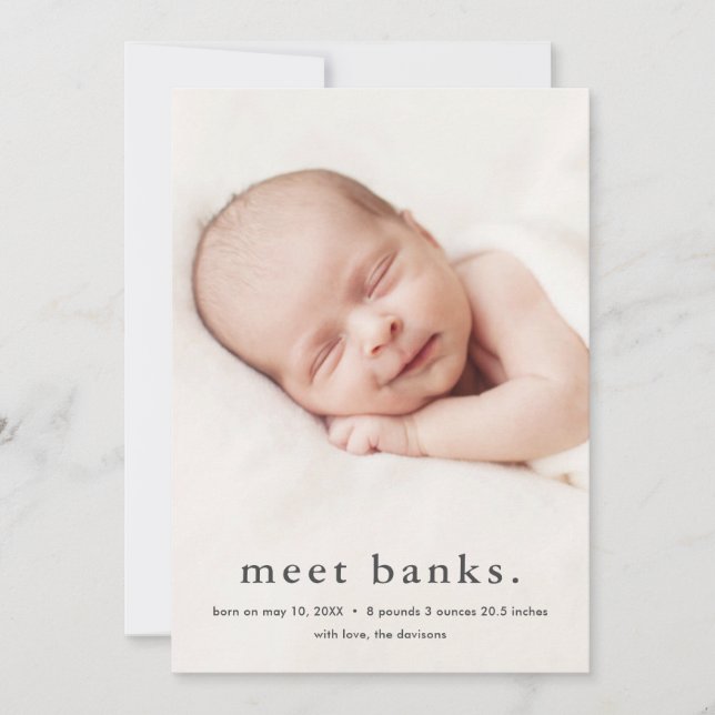 Modern Baby 3-foto-födelse Meddelande (Framsida)