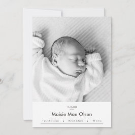 Modern Baby Birth Announcement Photo Card Meddelande