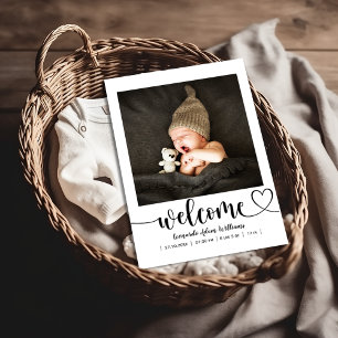 Modern Baby Birth Anouncement Photo Vykort