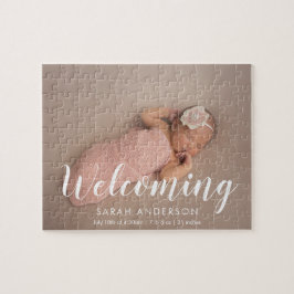 Modern Baby Birth Photo Notice Pussel