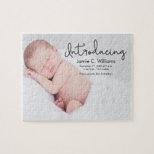 Modern Baby Birth Photo Notice Pussel