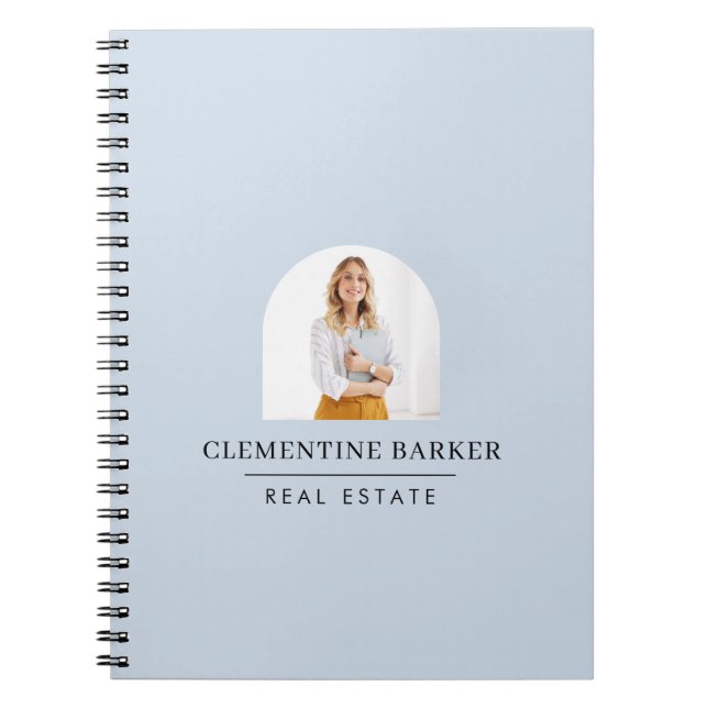 Modern baby blue arch photo Business Branding Anteckningsbok (Framsidan)