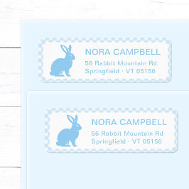 Modern Baby blue Bunny Gingham-Returadress Returadress Etikett