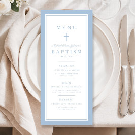 Modern Baby Blue Cross Boy Baptism Meny