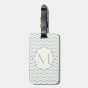 Modern baby blue, grått, elfenbenschevron mönster bagagebricka