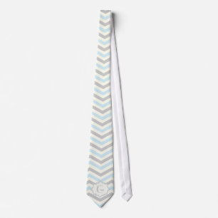 Modern baby blue, grått, elfenbenschevron mönster slips