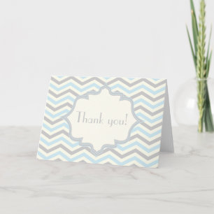 Modern baby blue, grått, elfenbenschevron mönster tack kort