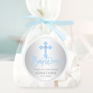 Modern Baby blue Kor Baptism Boy Tack Runt Klistermärke