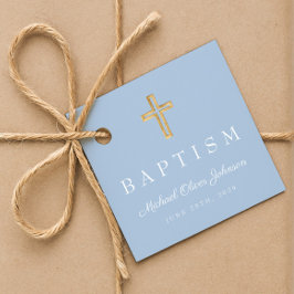 Modern Baby blue Religiösa Kor Boy Baptism Gåvor Etiketter