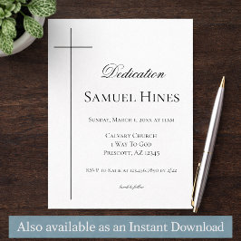 Modern Baby Dedication Invitation Cross Template Inbjudningar