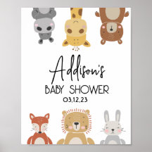 Modern Baby djur Baby Shower poster