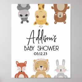 Modern Baby djur Baby Shower poster