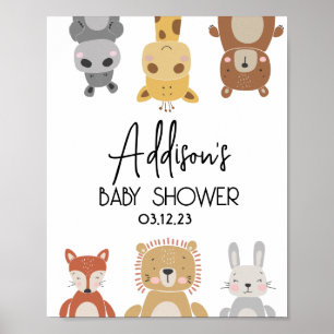 Modern Baby djur Baby Shower poster
