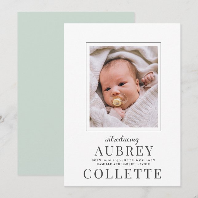Modern Baby födelsedag (Fram/baksida)