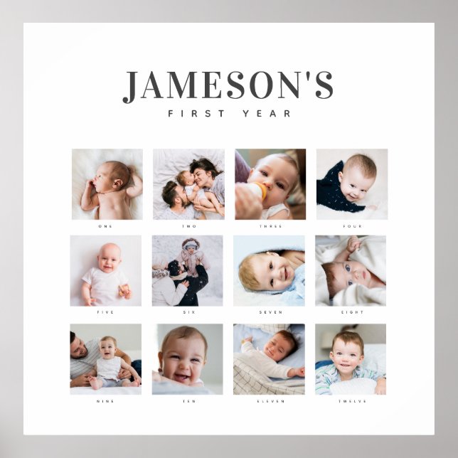 Modern Baby första årets Keepsaki Photo Calendar Poster (Framsidan)