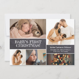 Modern Baby, första julfamiljens fotokollage Inbjudningar