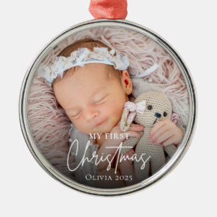 Modern Baby första julfotfoto Keepsaké Julgransprydnad Metall