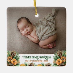 Modern Baby första julfoto Julgransprydnad Keramik
