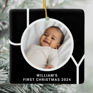Modern Baby första julfotopat Black Julgransprydnad Keramik