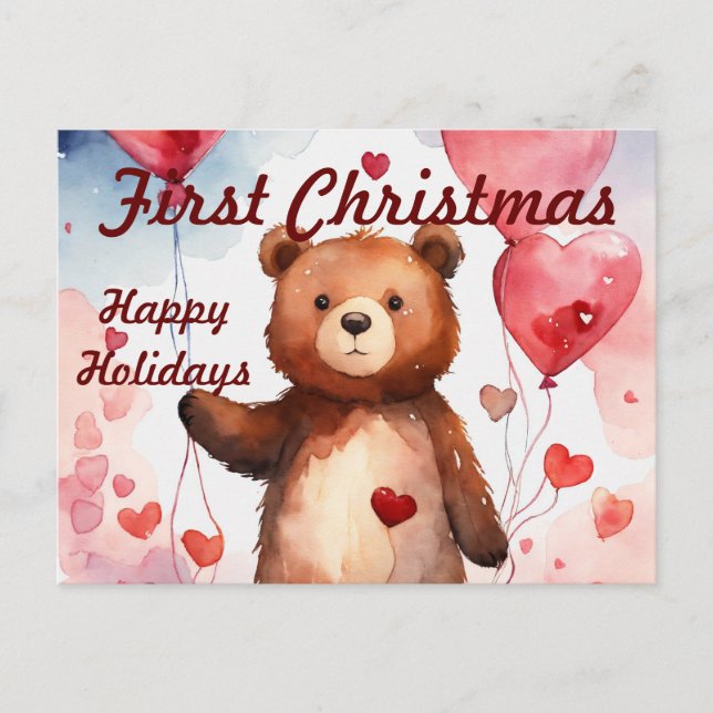 Modern Baby Första Julkort Inbjudan Vykort (Framsida)