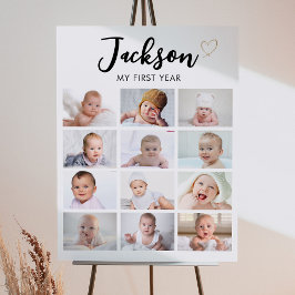 Modern Baby-foto 1:a födelsedagans milstolpstecken Poster