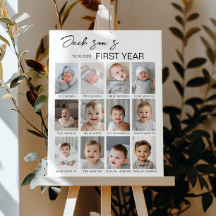 Modern Baby-foto 1:a födelsedagans milstolpstecken Poster