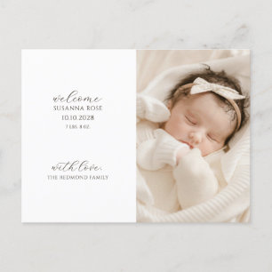 Modern Baby Foto Födelse Meddelande Vykort