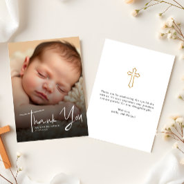 Modern Baby-fotobaptism med vit Religiösa Tack Kort