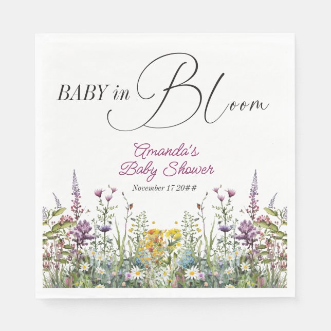 Modern Baby i Bloom Wildblommes Blommigt Baby Show Pappersservett (Framsidan)