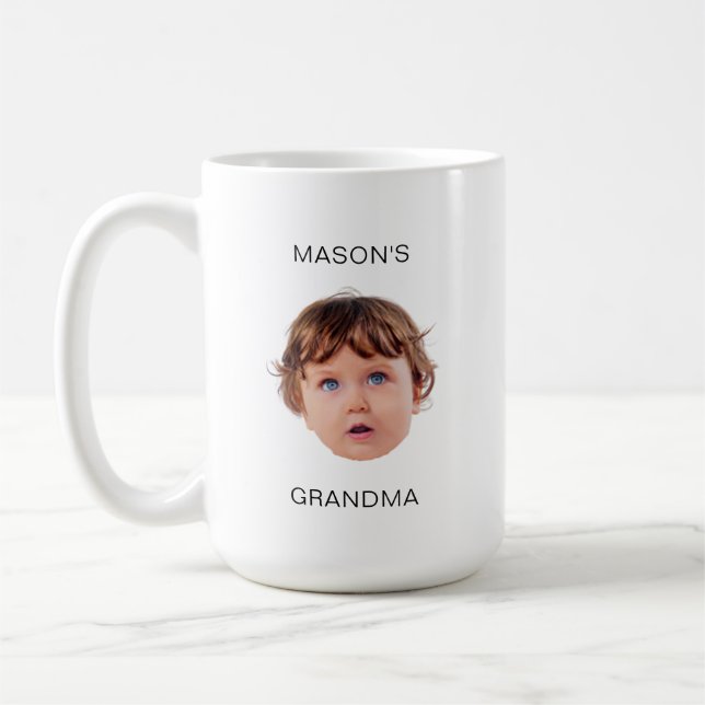 Modern Baby Kid Child Image Grandma-Grandpa Gift Kaffemugg (Vänster)