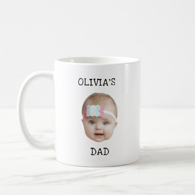 Modern Baby Photo Ansikte Fars dag Mors dag Kaffemugg (Vänster)