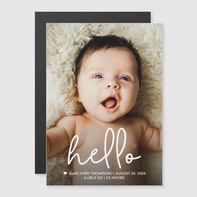 Modern Baby Photo Birth Announcement Custom  (Fram/baksida)