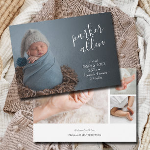 Modern Baby Photo Collage Birth Meddelande