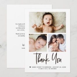 Modern Baby Photo Collage Newborn Thank You Card Tack Kort