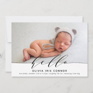 MODERN BABY PHOTO elegant minimalist hej-skript Meddelande
