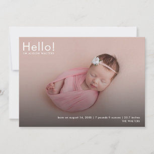 Modern Baby Photo Namn Stats Birth Meddelande