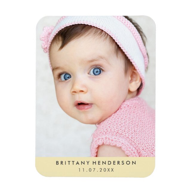 Modern Baby Photo | Pastellkrita, Gult Magnet (Vertikal)
