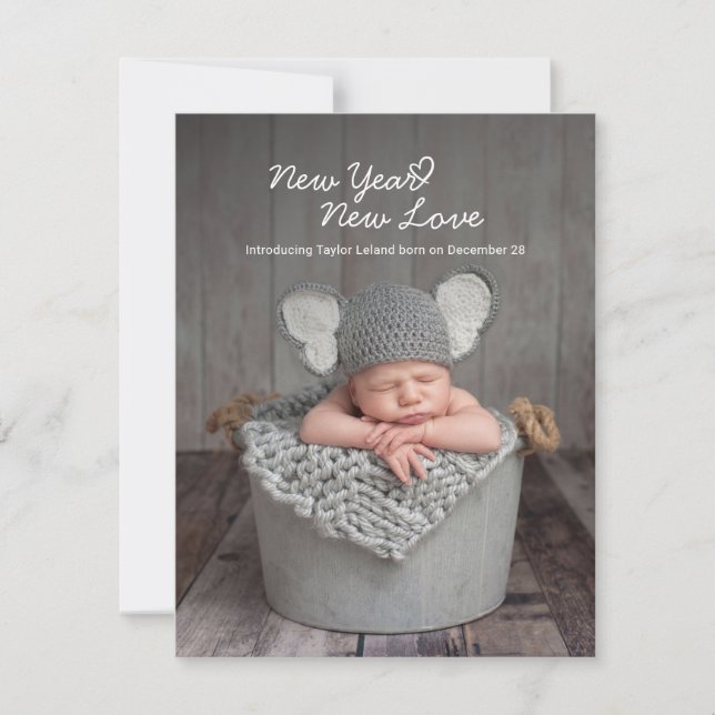 Modern Baby Photo Script Heart Birth-varning (Framsida)