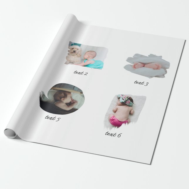 Modern Baby Photos Collage Presentpapper (Utrullad)