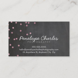 MODERN baby rosa glitter konetti dots chalkboard Visitkort
