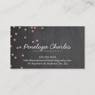 MODERN baby rosa glitter konetti dots chalkboard Visitkort