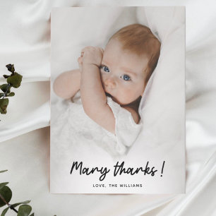 Modern Baby Shower Anpassad Tacksamhet Enkel Foto Tack Kort