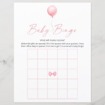 Modern baby shower-bingospel med rosa ballonger
