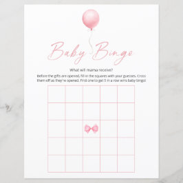Modern baby shower-bingospel med rosa ballonger