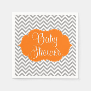 Modern baby shower för sparreorangegrått pappersservett
